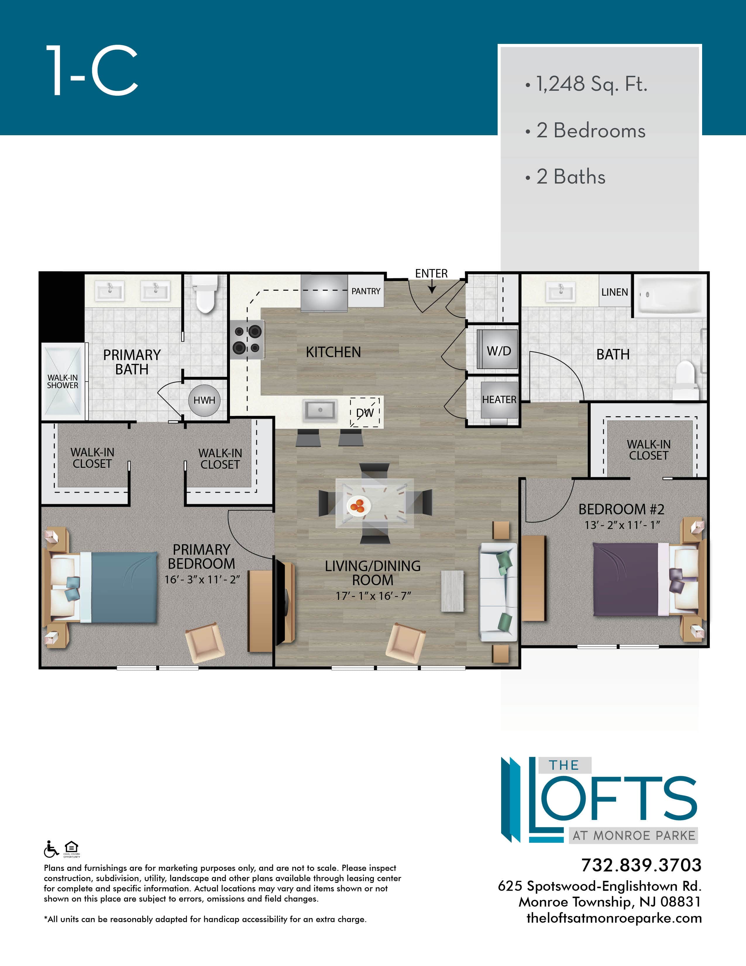 The Lofts at Monroe Park Apartment Floor Plan 1C