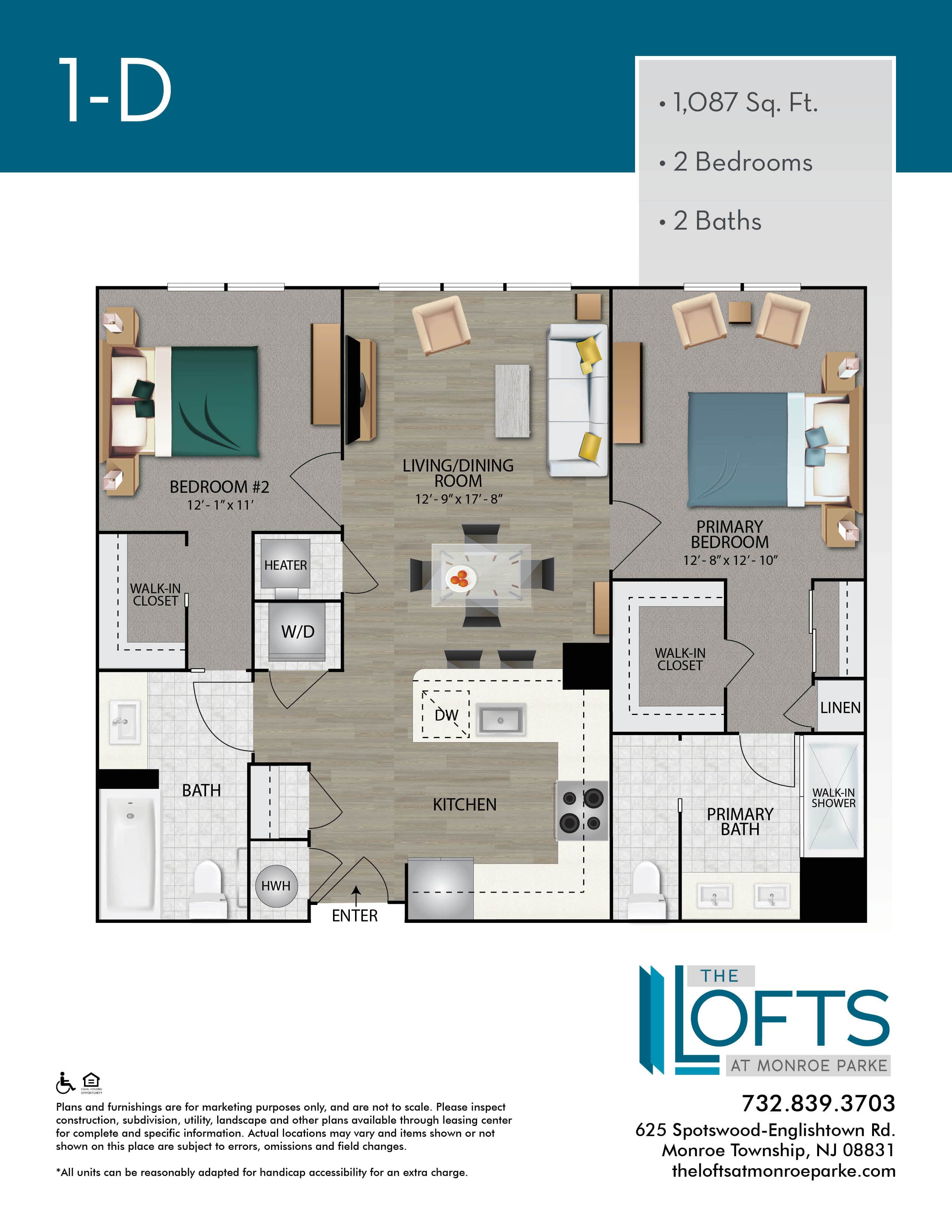 The Lofts at Monroe Park Apartment Floor Plan 1D