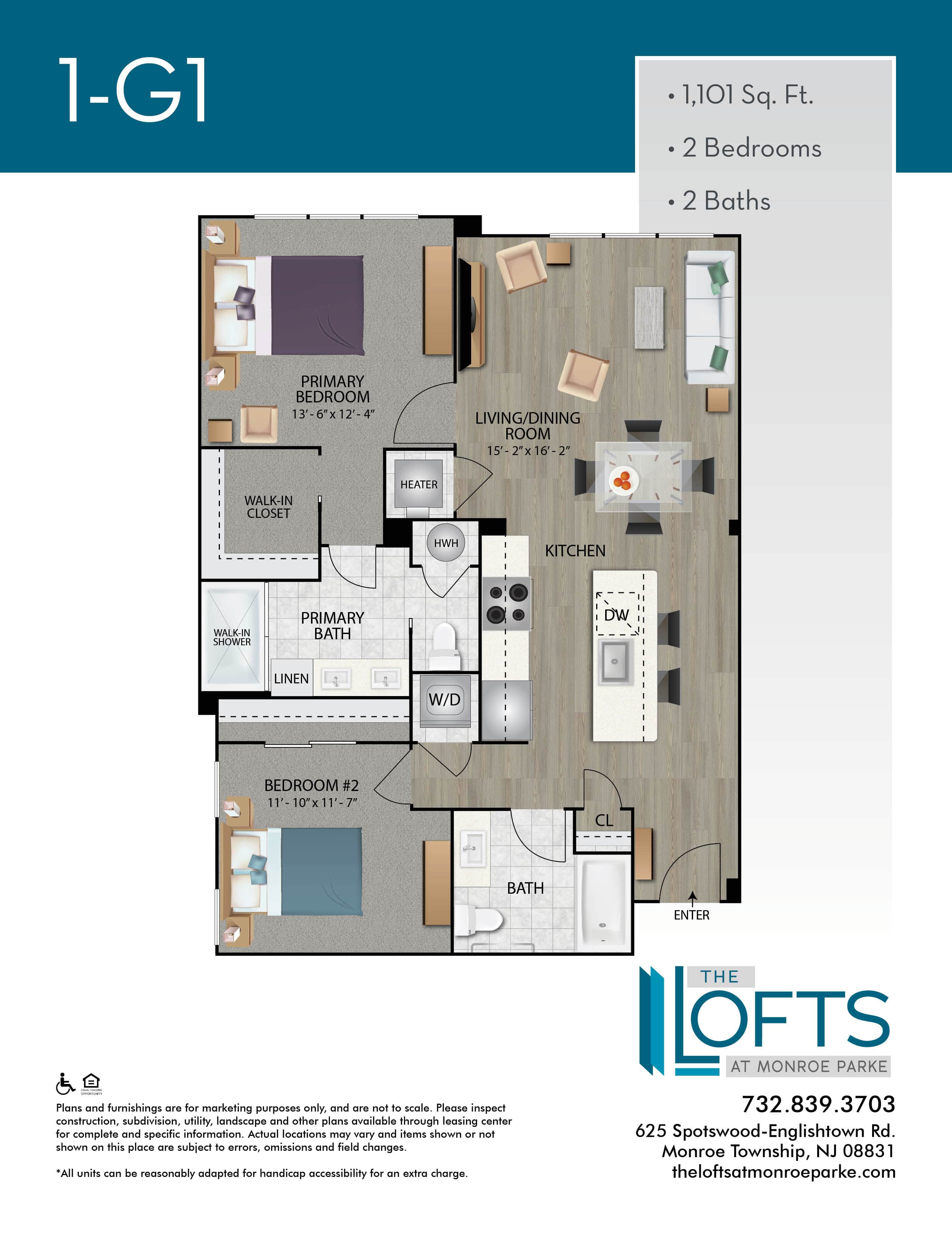 The Lofts at Monroe Park Apartment Floor Plan 1G1