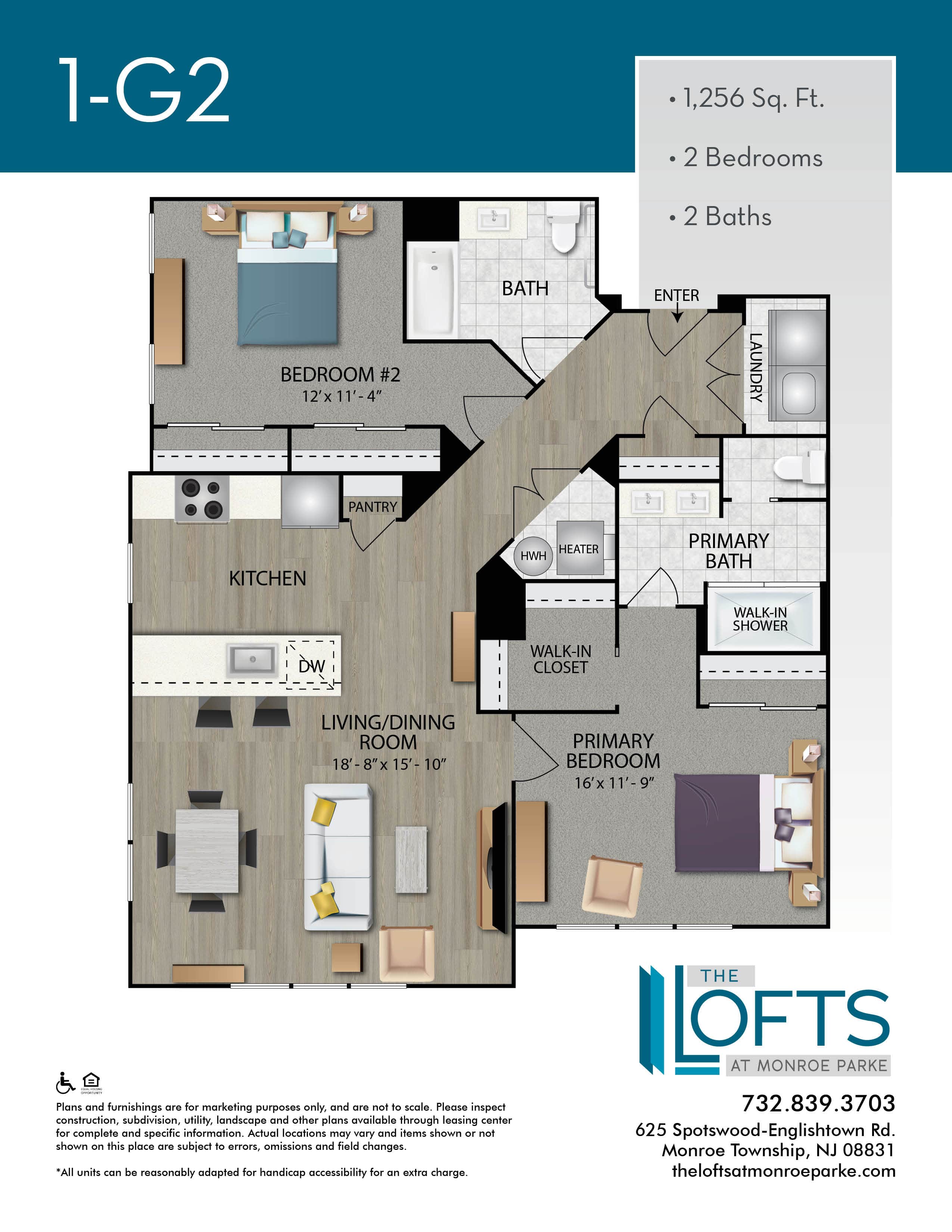 The Lofts at Monroe Park Apartment Floor Plan 1G2