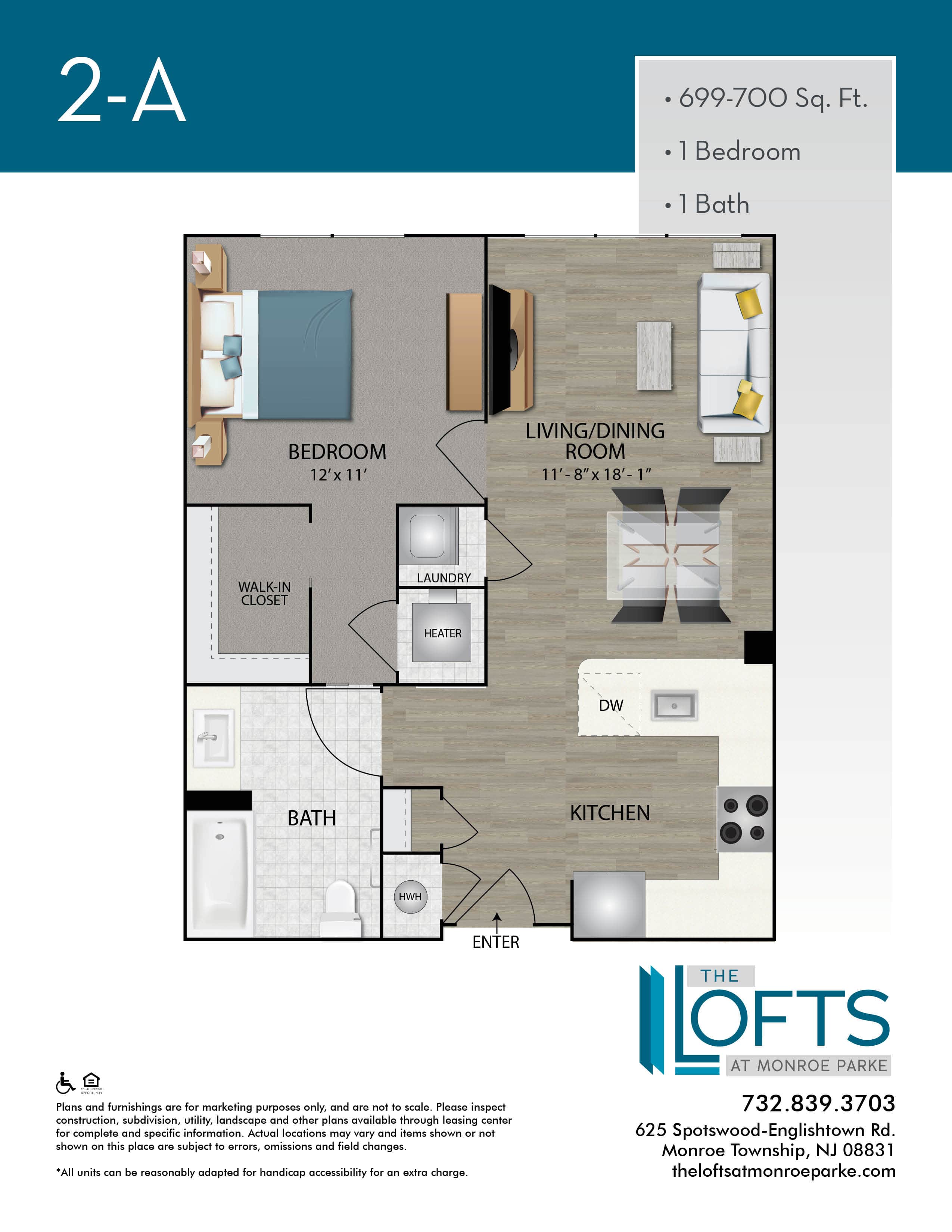 The Lofts at Monroe Park Apartment Floor Plan 2A
