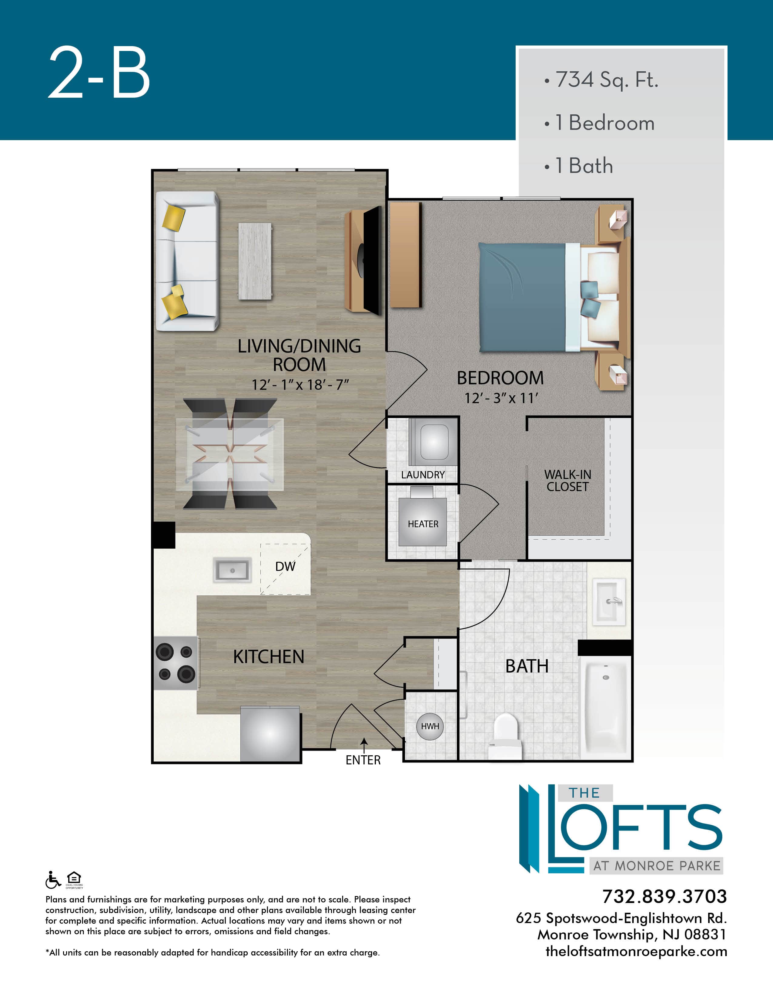 The Lofts at Monroe Park Apartment Floor Plan 2B