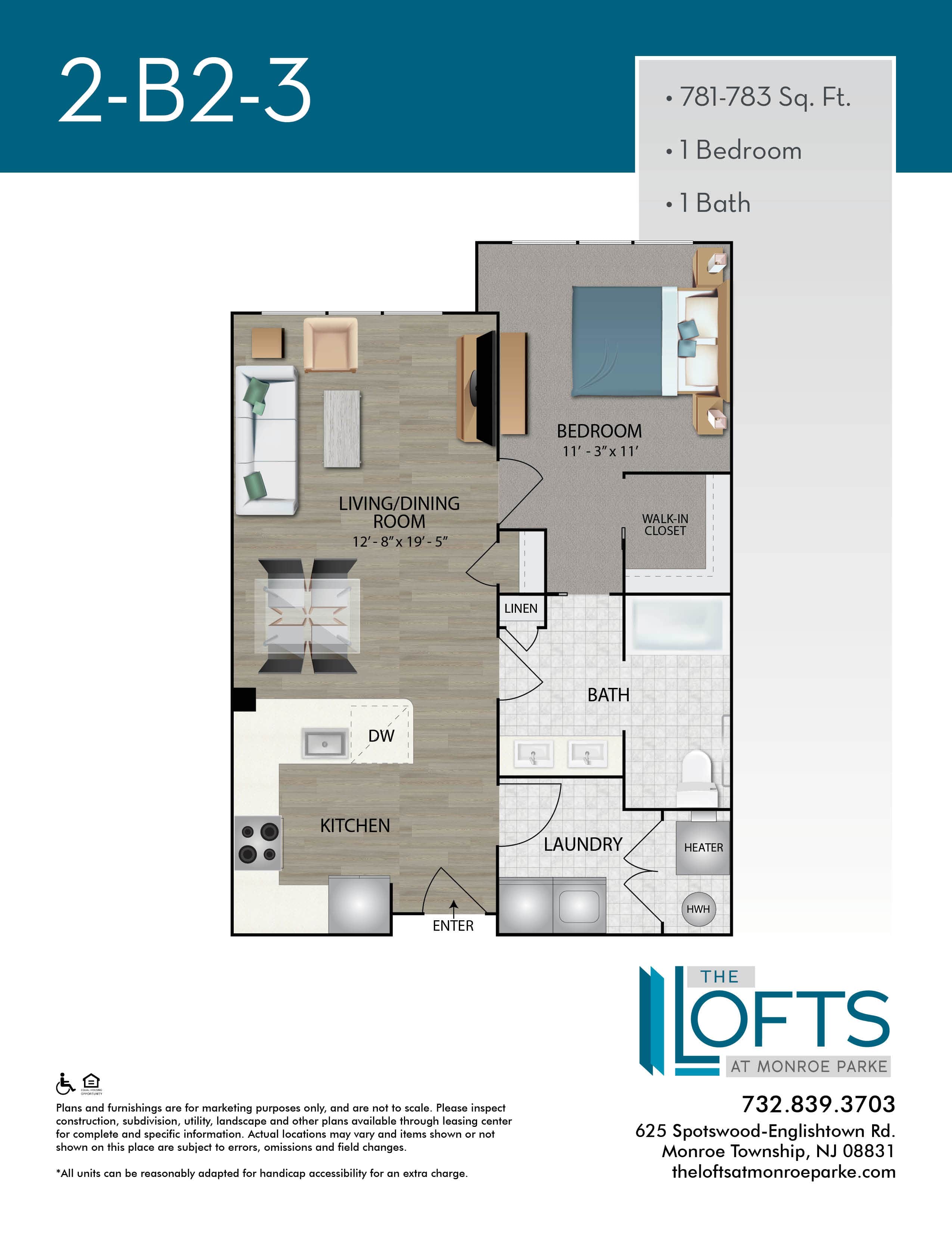 The Lofts at Monroe Park Apartment Floor Plan 2-B2-3