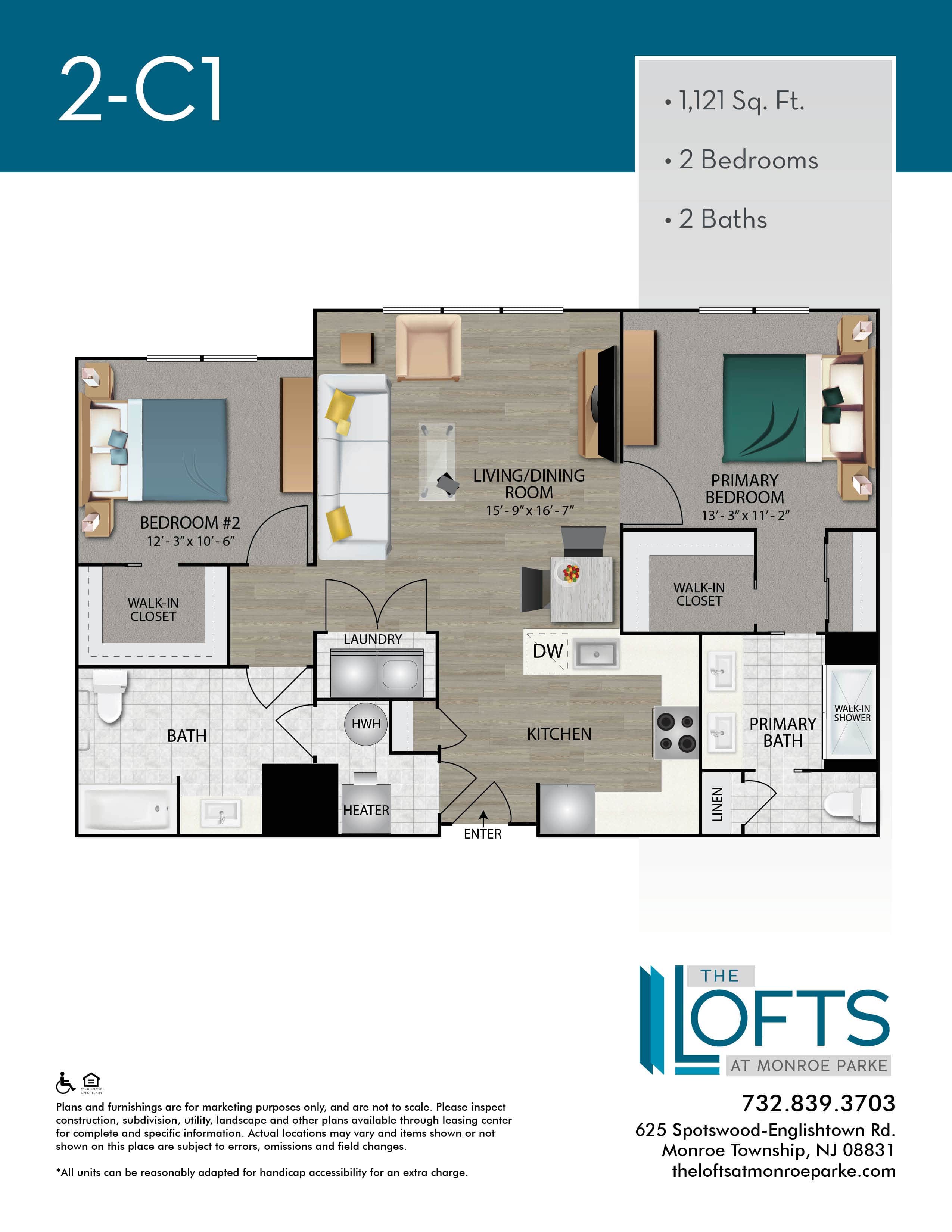 The Lofts at Monroe Park Apartment Floor Plan 2C1