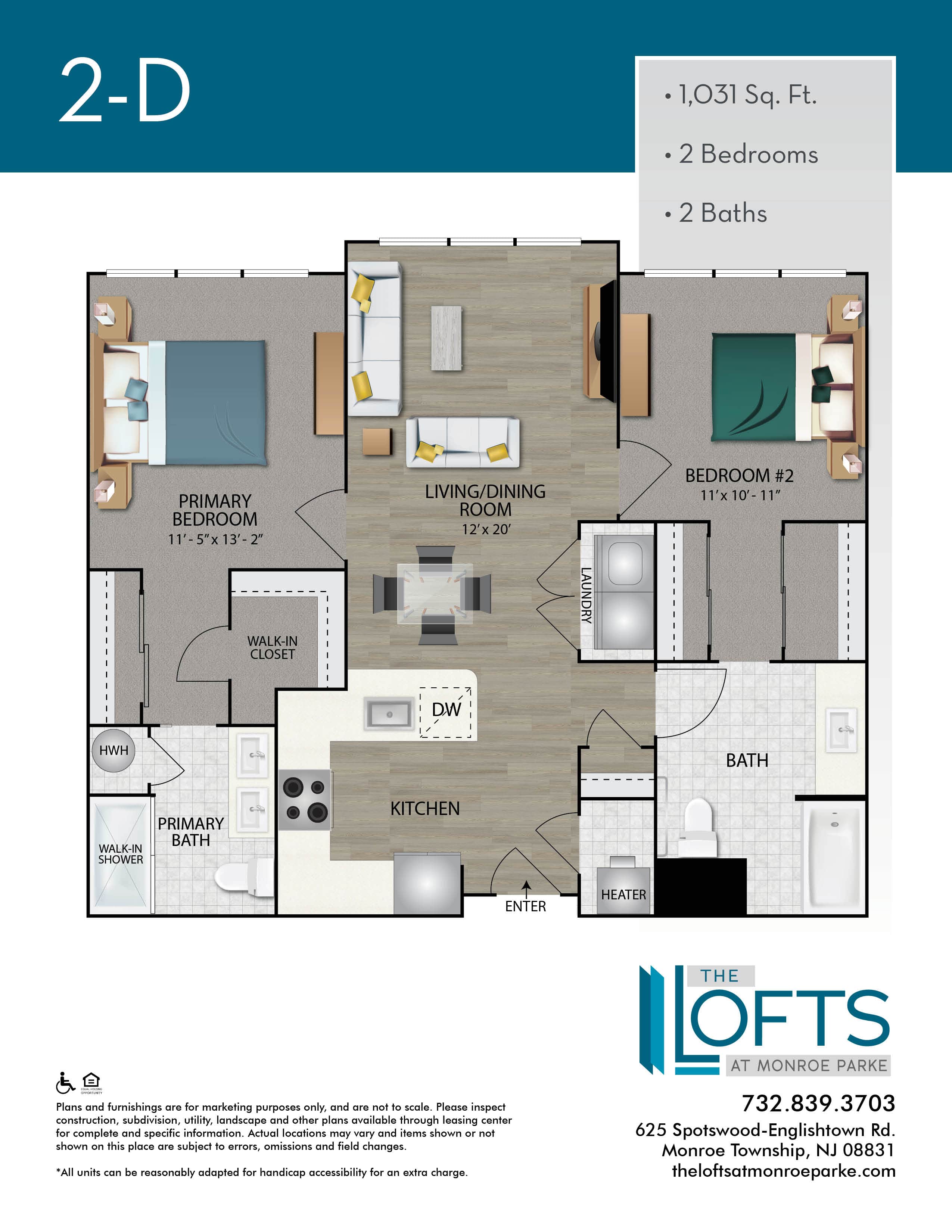 The Lofts at Monroe Park Apartment Floor Plan 2D