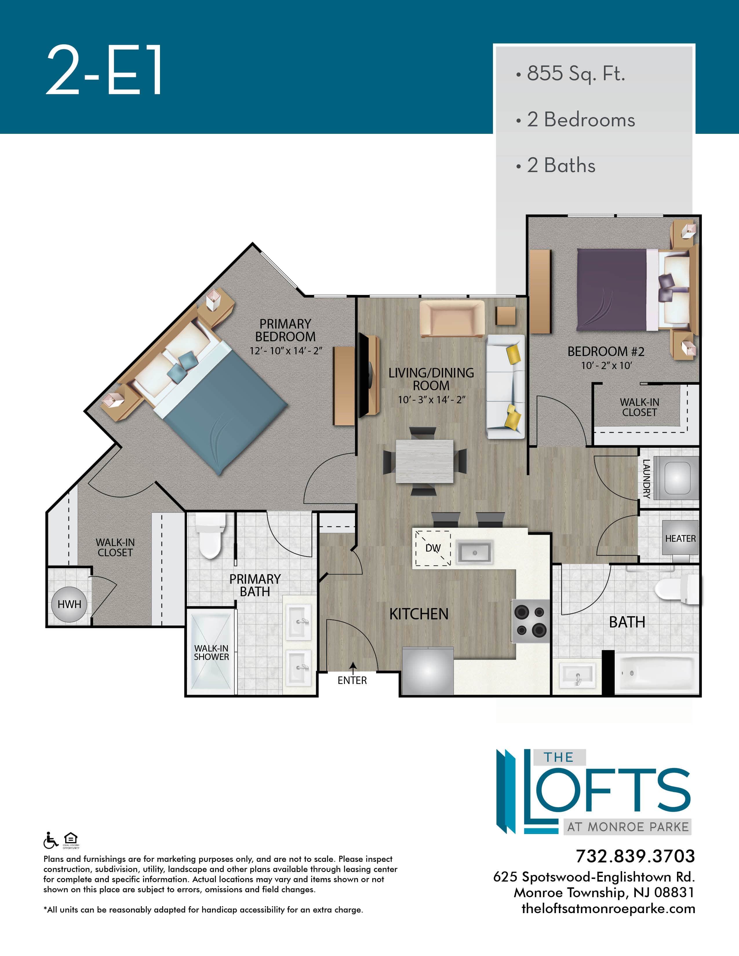 The Lofts at Monroe Park Apartment Floor Plan 2E1