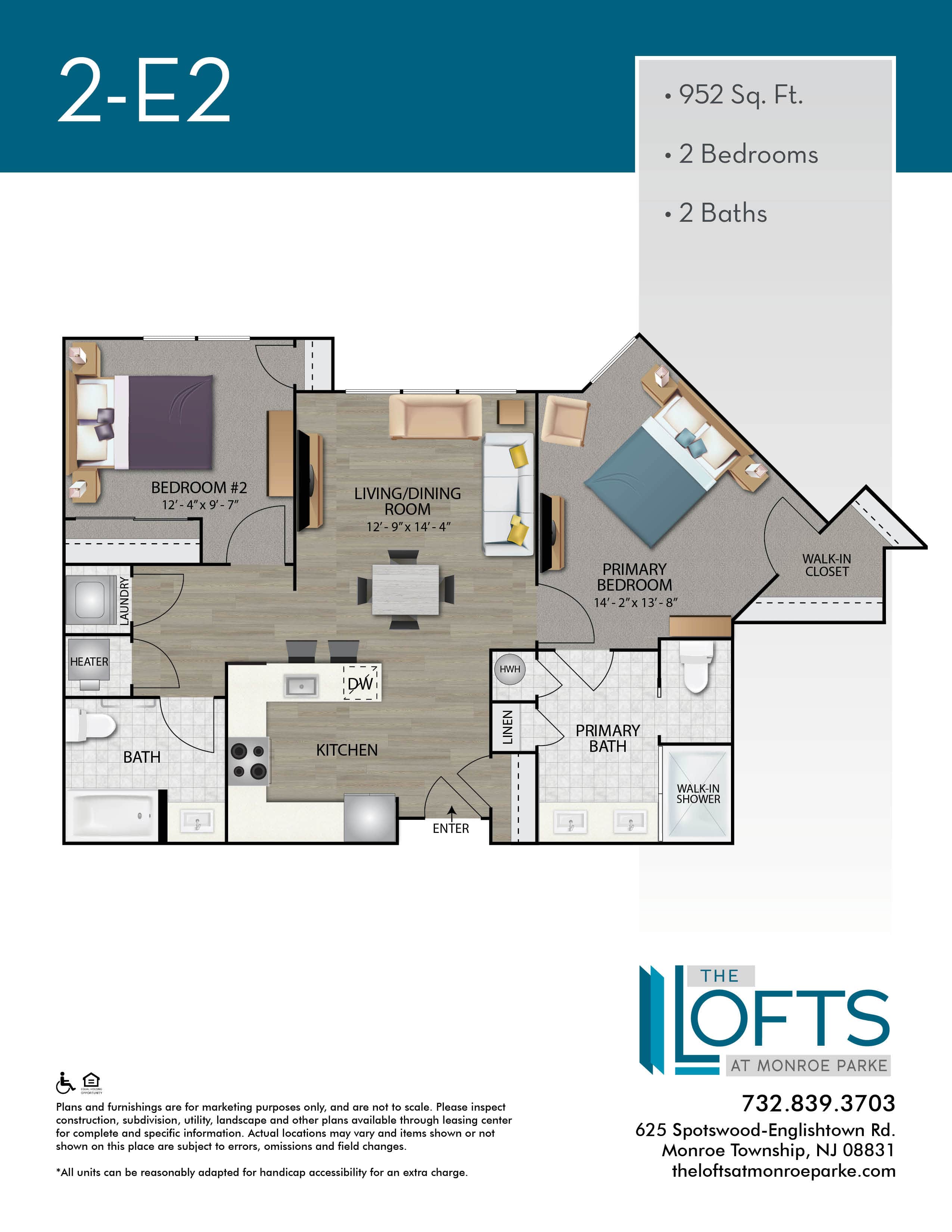 The Lofts at Monroe Park Apartment Floor Plan 2E2