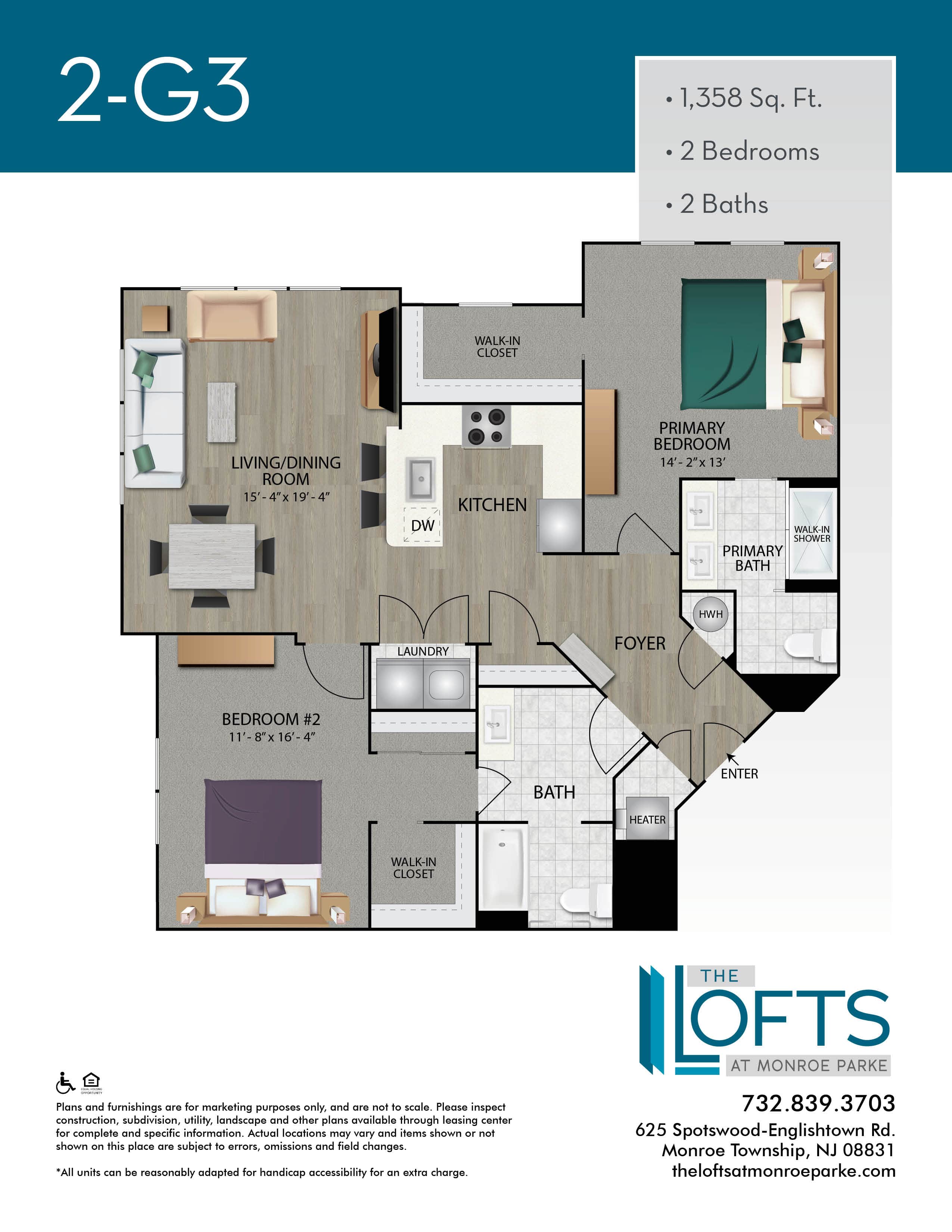 The Lofts at Monroe Park Apartment Floor Plan 2G3