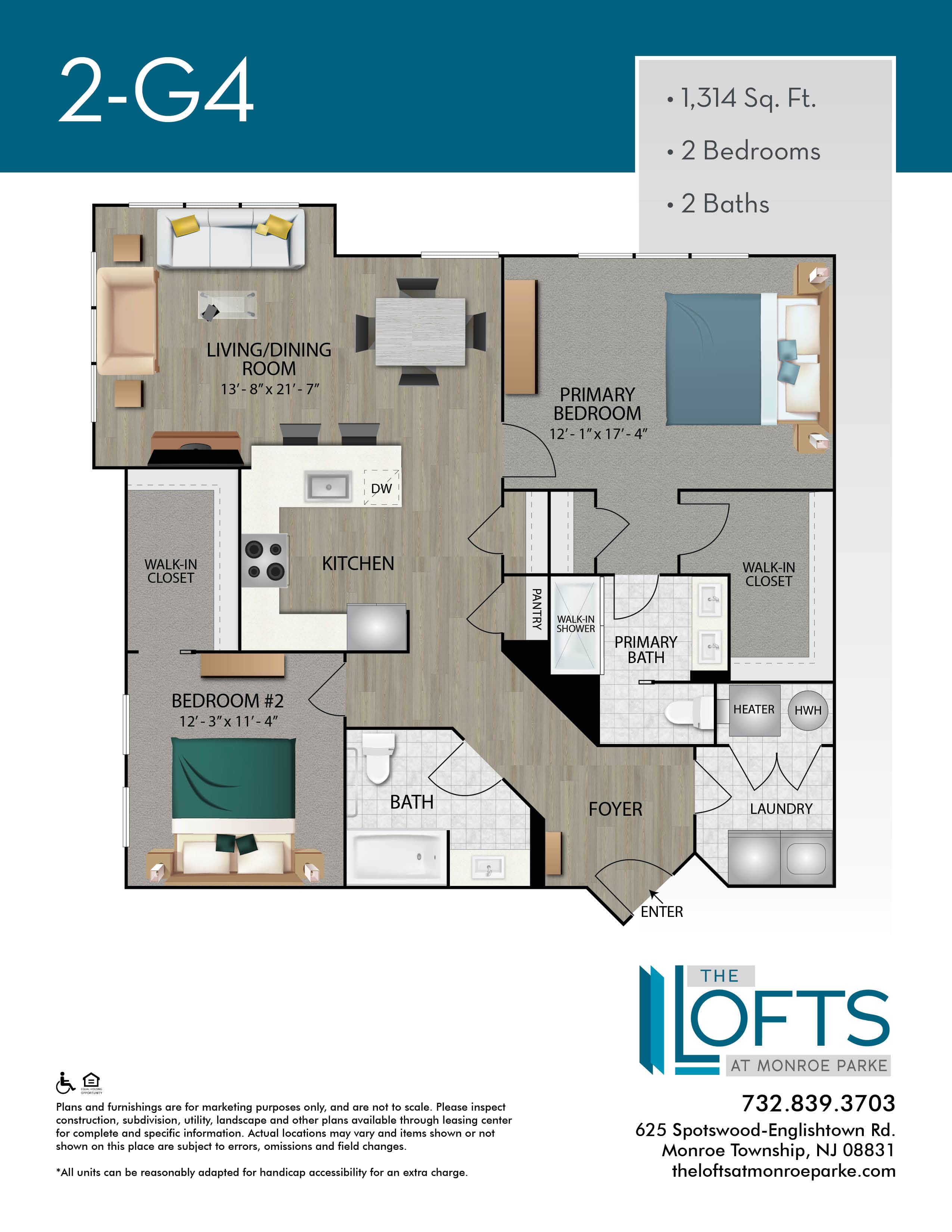 The Lofts at Monroe Park Apartment Floor Plan 2G4