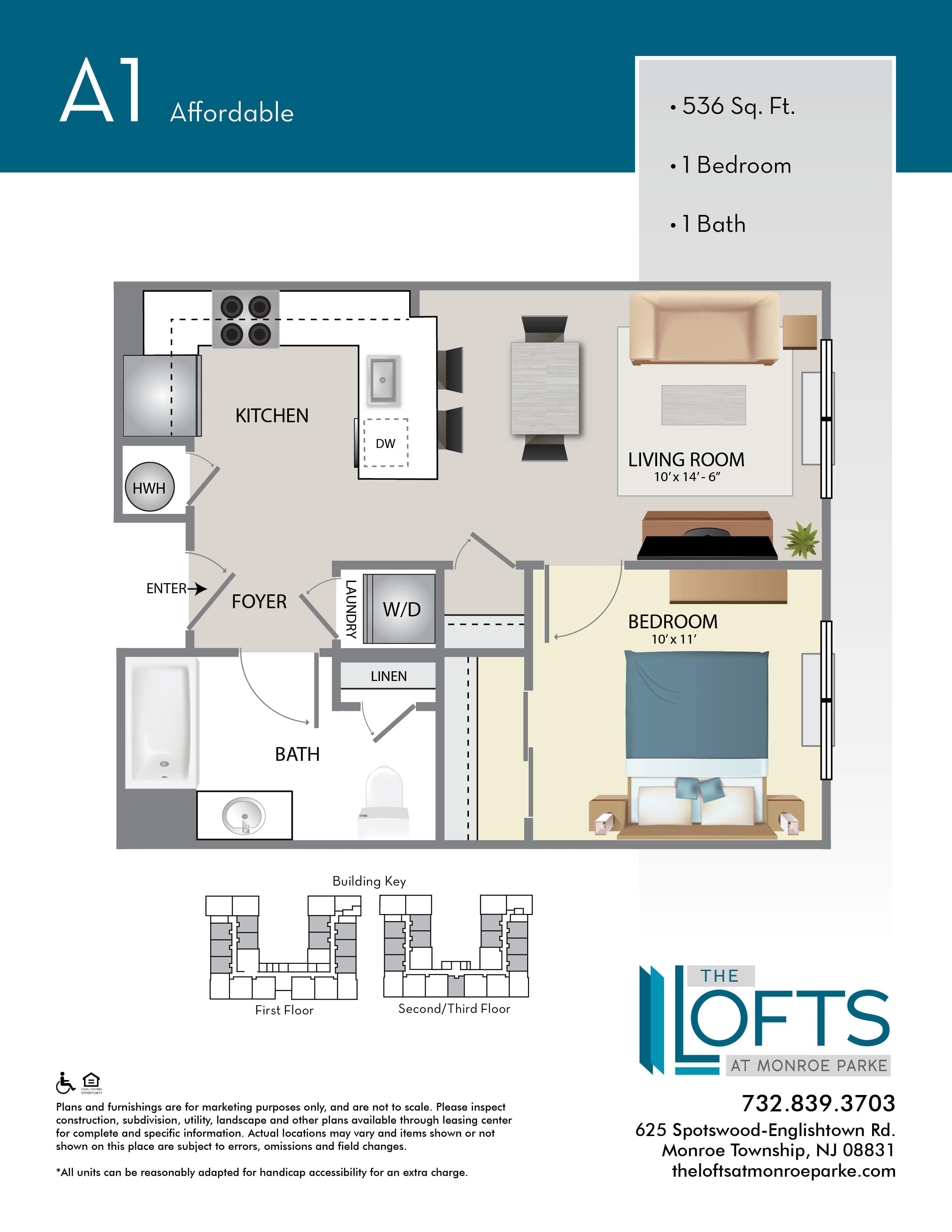 The Lofts at Monroe Park Apartment Floor Plan A1