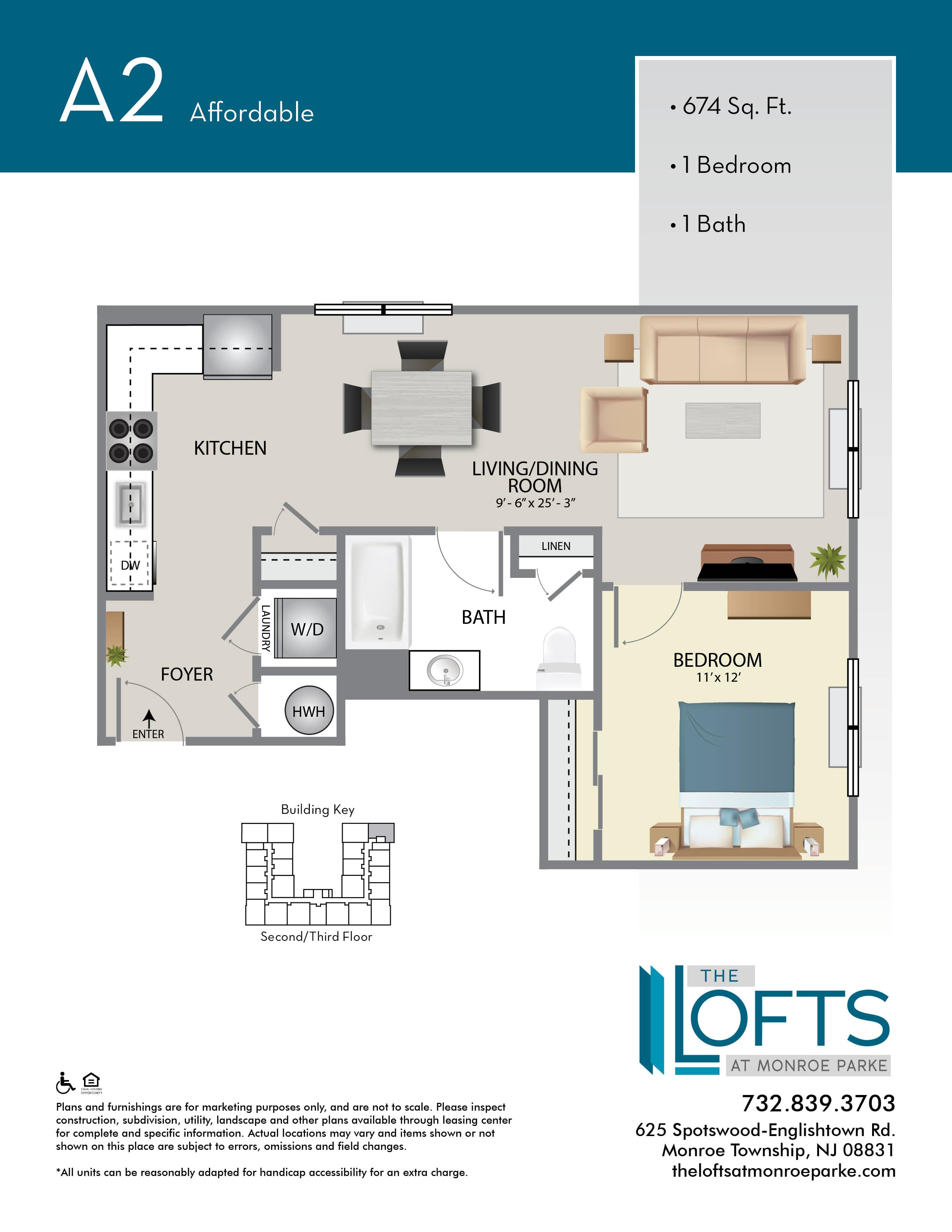 The Lofts at Monroe Park Apartment Floor Plan 1D