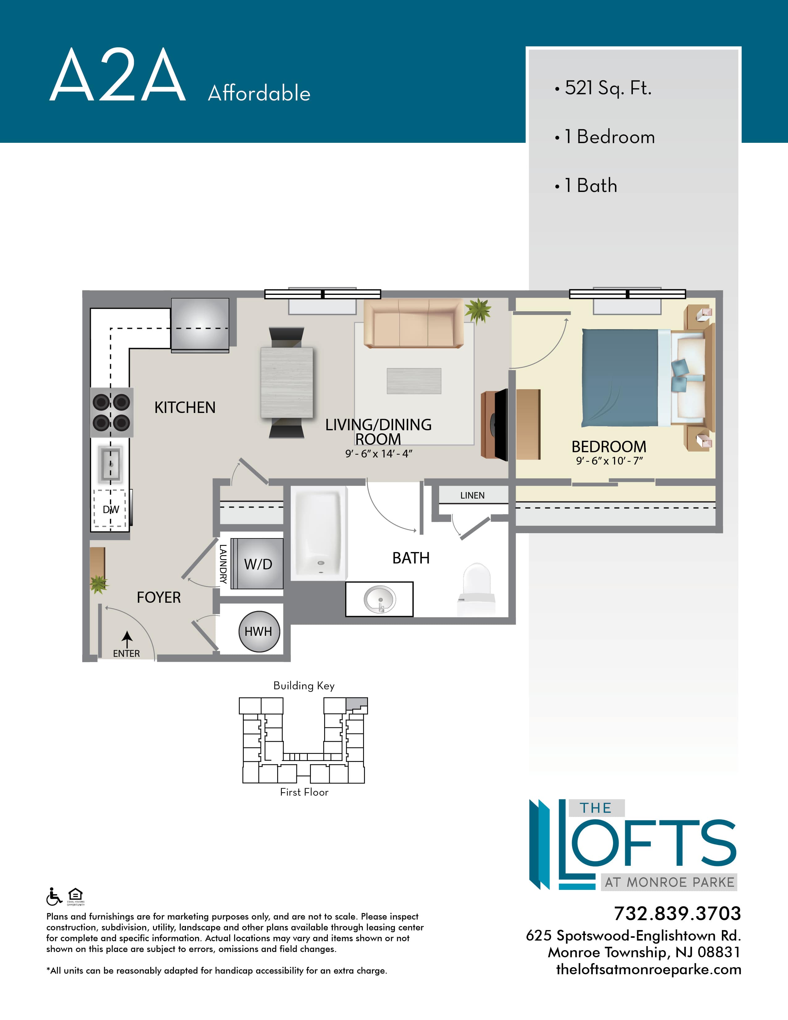 The Lofts at Monroe Park Apartment Floor Plan 1G2