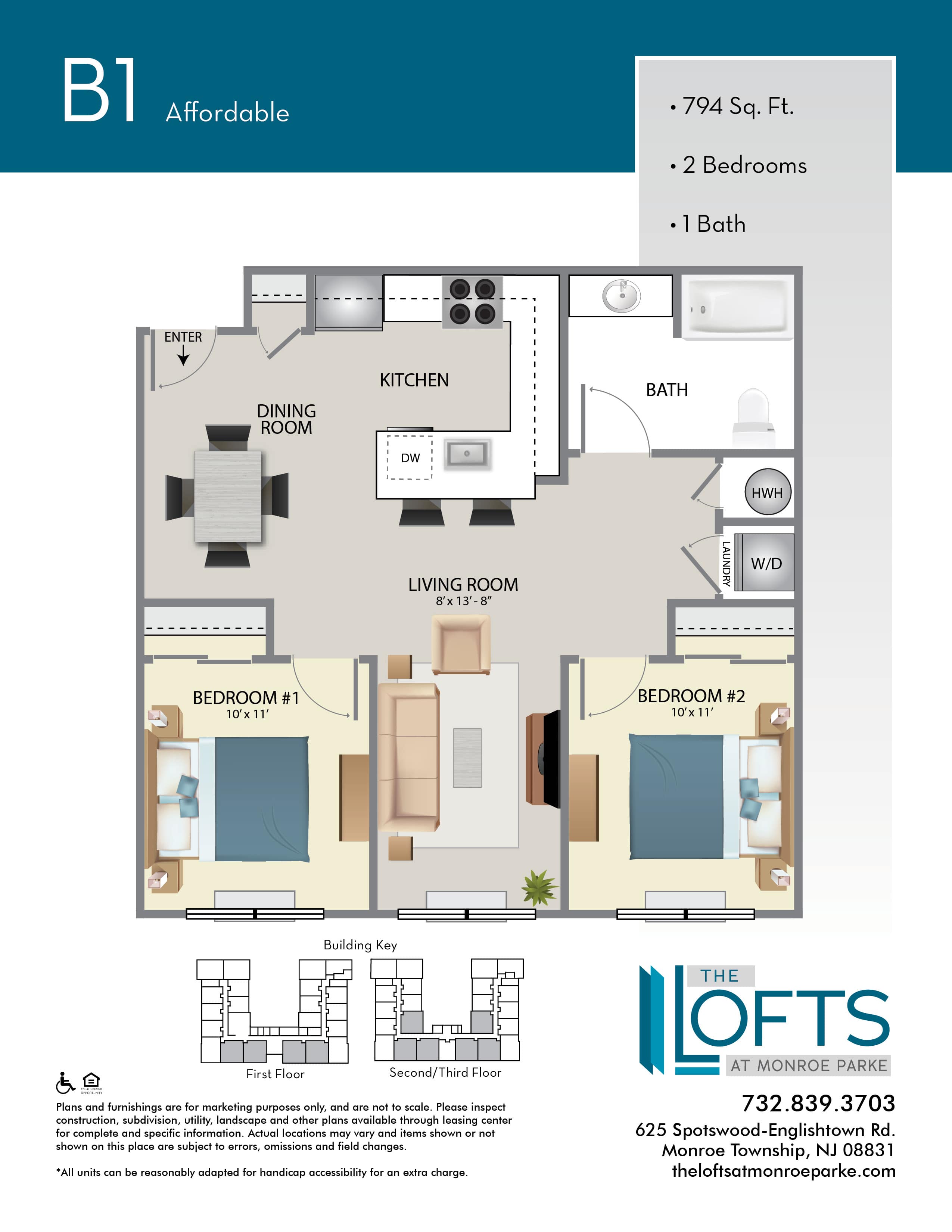 The Lofts at Monroe Park Apartment Floor Plan 2-B2-3