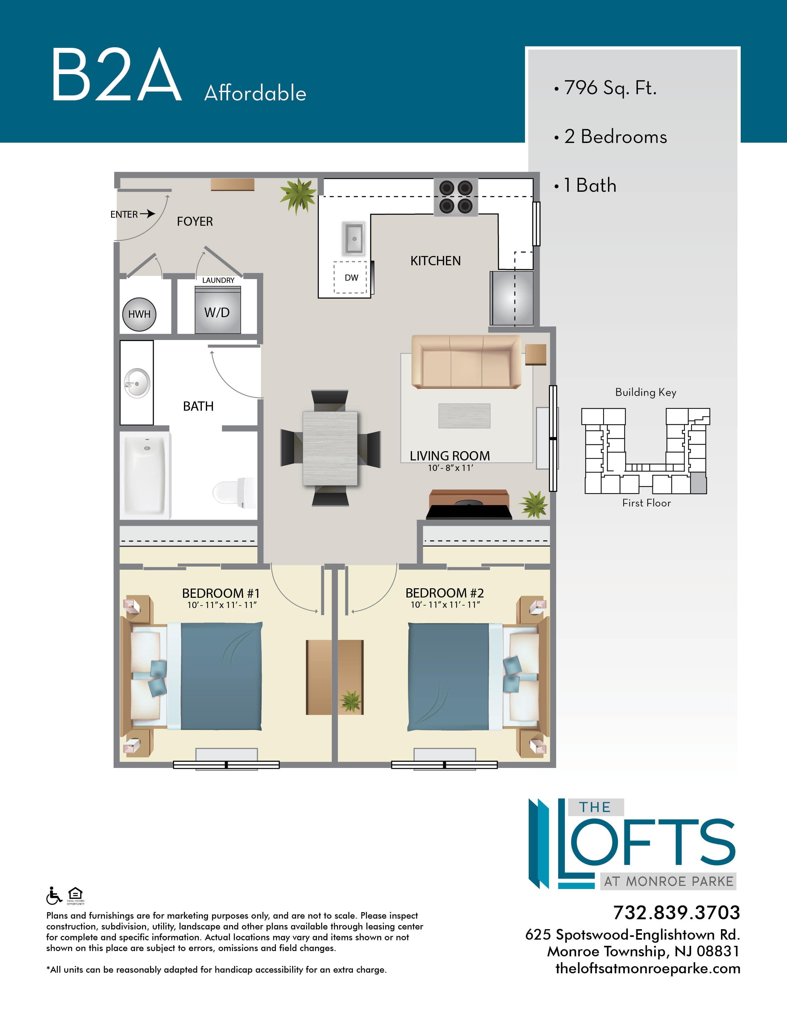 The Lofts at Monroe Park Apartment Floor Plan 2A
